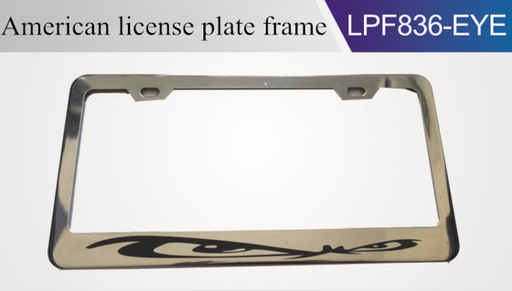 YK-LPF836 American Car License Plate Frame Eye Print Chrome Iron License Plate Frame China Manufacture