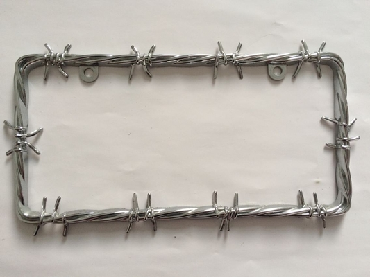YK-LPF849 American Car License Plate Frame Barbed Wire Shape Chrome Zinc Alloy License Plate Frame China Manufacture