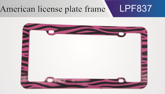 YK-LPF837 American Car License Plate Frame Pink Zebra Pattern Plastic License Plate Frame China Manufacture