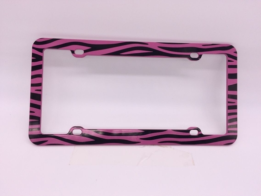 YK-LPF837 American Car License Plate Frame Pink Zebra Pattern Plastic License Plate Frame China Manufacture