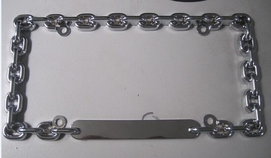 YK-LPF805 USA License Plate Frame Chain Design Metal Zinc Alloy Chrome Car License Plate Frame Manufacture Supplier
