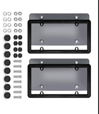YK-LPF852 Clear Smoked License Plate Cover Frame Shield Novelty License Plate Clear Smoked And Black Bubble Shield Kit