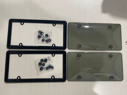 YK-LPF852 Clear Smoked License Plate Cover Frame Shield Novelty License Plate Clear Smoked And Black Bubble Shield Kit