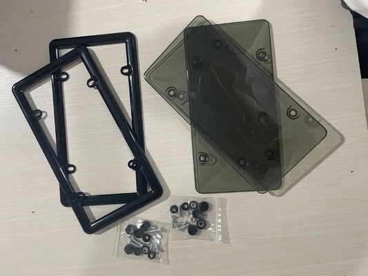 YK-LPF852 Clear Smoked License Plate Cover Frame Shield Novelty License Plate Clear Smoked And Black Bubble Shield Kit