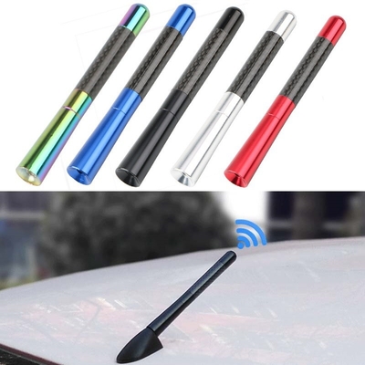YK-AT122 Car Decorative Antenna Carbon Fiber Car Short Antenna Top Mount Metal Radio Antenna Replacement