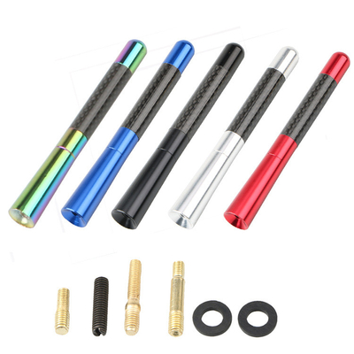 YK-AT122 Car Decorative Antenna Carbon Fiber Car Short Antenna Top Mount Metal Radio Antenna Replacement