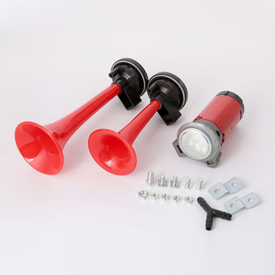 New Refit Car Horn Air Horn Red Truck Trumpet With Compressor Universal Waterproof Vehical Horn 12/24V 115db Wholesale