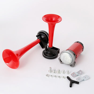 New Refit Car Horn Air Horn Red Truck Trumpet With Compressor Universal Waterproof Vehical Horn 12/24V 115db Wholesale