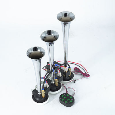 Universal Three Pipes Trumpet 8 Tone Music Air Horn 12/24V For Truck Train Boat Super Loud Metal Car Horn