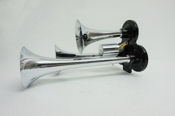 Universal Chrome Air Horn Kit Three Pipes Trumpet 12/24V For Truck Boat Super Loud Refitting Car Horn