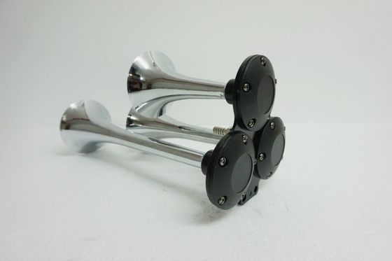 Universal Chrome Air Horn Kit Three Pipes Trumpet 12/24V For Truck Boat Super Loud Refitting Car Horn