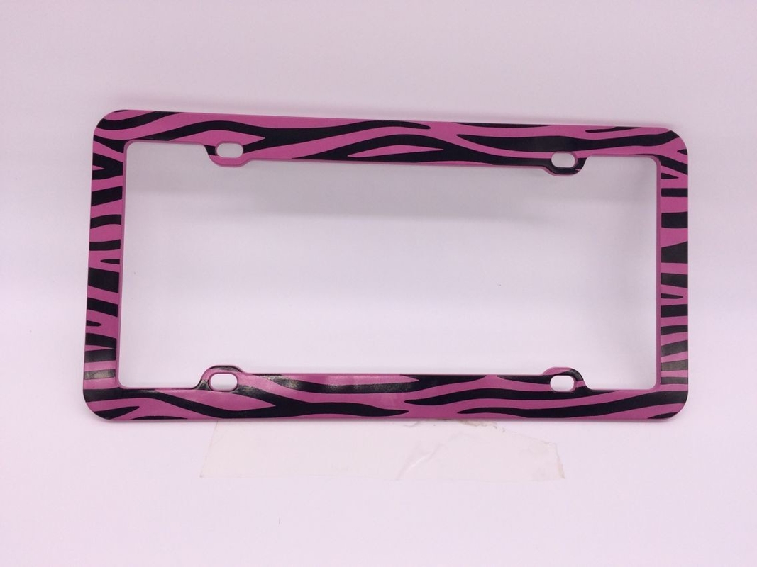 YK-LPF837 American Car License Plate Frame Pink Zebra Pattern Plastic License Plate Frame China Manufacture