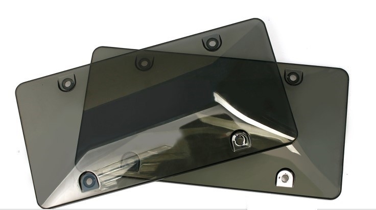 YK-LPF800A1 unbreakable USA License Plate Frame shield Plastic clear Smoke Car License Plate Frame Covers with screws