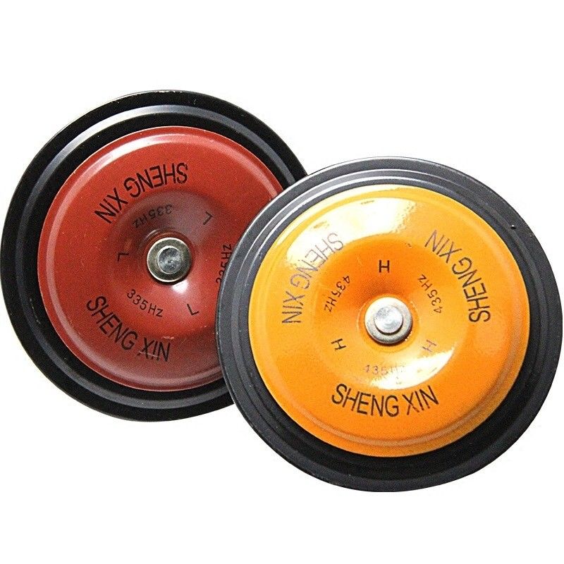 High/Low Dual Tone Universal Waterproof Car Truck Motorcycle Horn Metal Disc Horn 12/24V Car Electric Horn 90mm