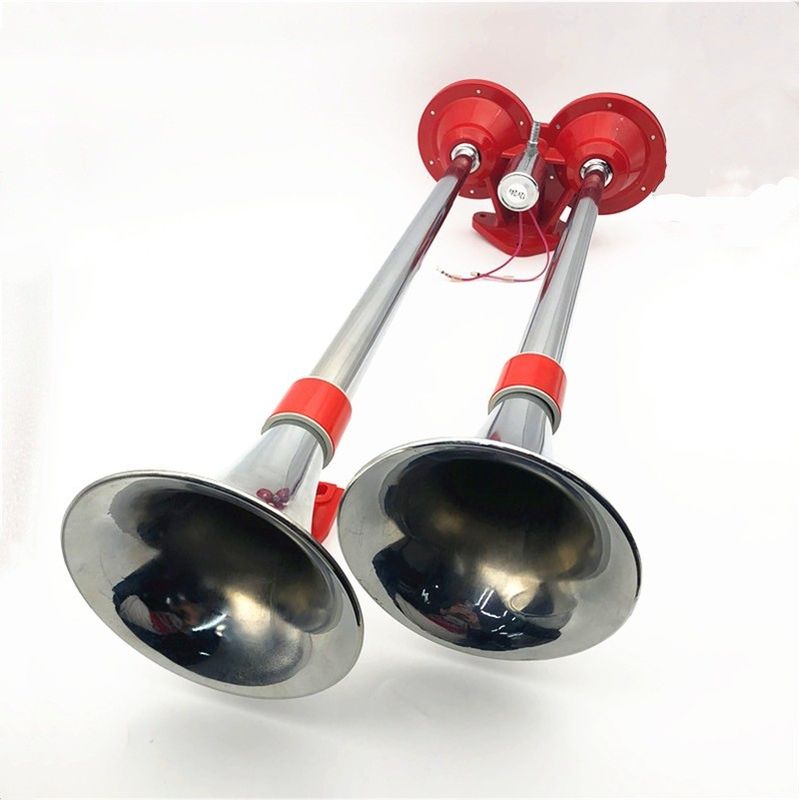 Universal Air Horn 12/24V For Truck Train Boat Dual Pipes Trumpet Car Horn Super Loud Trumpet Zinc Alloy