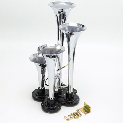 Universal Chrome Four Pipes Air Horn Kits 12/24V For Truck Boat Train Super Loud Refitting Trumpet  Car Horn